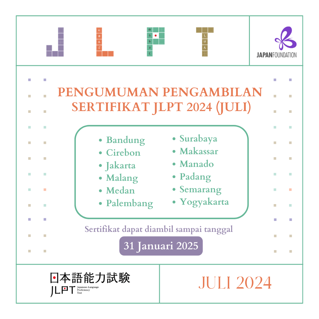 Pengambilan Sertifikat JLPT (Juli 2024)