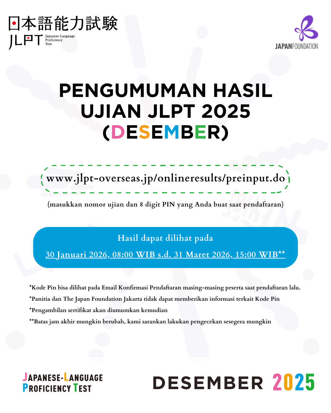 Pengumuman Hasil Ujian JLPT 2025 (Desember)